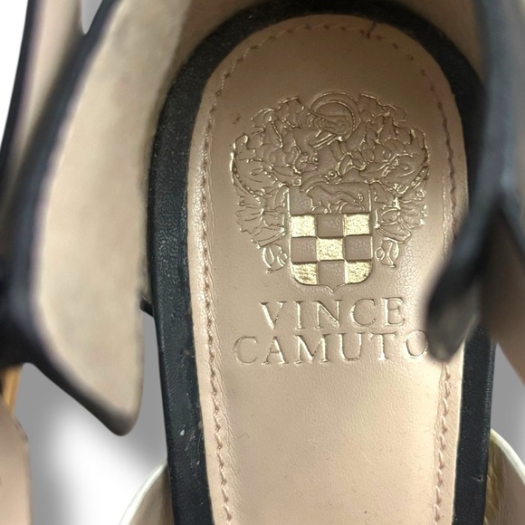 Vince Camuto Gladiator Black Beige White Adriana Heel Sandal - Size 9 - Picture 8 of 12